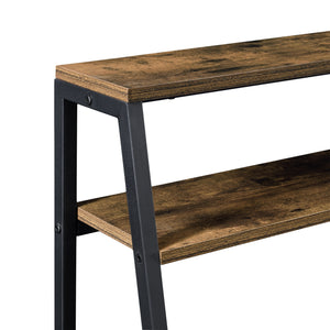 Schreibtisch Alvdal 143x105x51cm mit 2 Ablagen Schwarz Dunkler Holzton [en.casa]