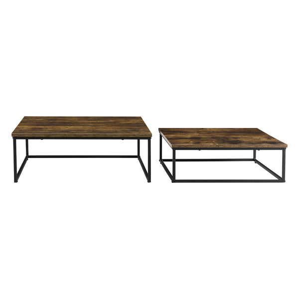 Couchtischset Haninge 2er Set rund Dunkler Holzton [en.casa]