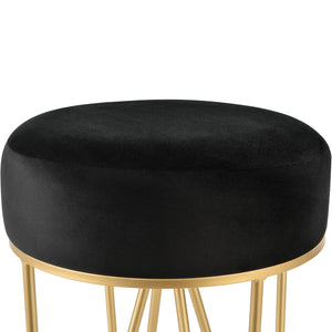 Sitzhocker Runö Polsterhocker bis 100 kg Schwarz/Messingfarben [en.casa]