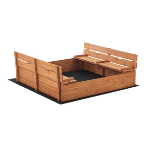 Sandkasten Campillos mit Sitzmöglichkeit 23,5x118x114 cm Holz Natur [en.casa]