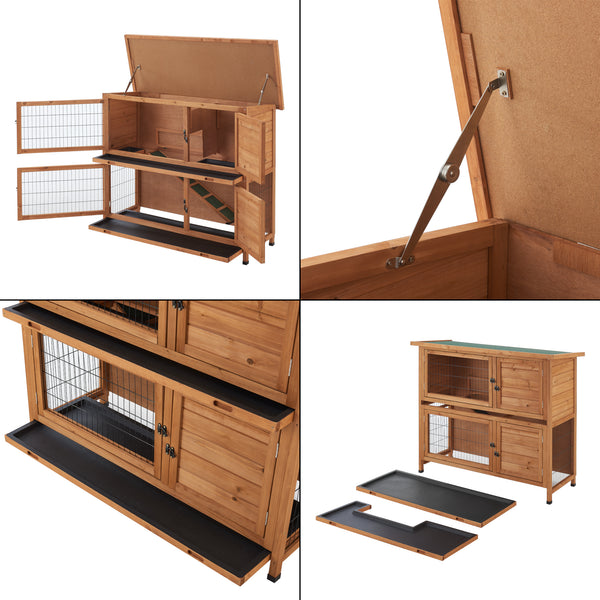 Kaninchenstall Falkenau Kleintiergehege 104x122x50cm Tannenholz [en.casa]