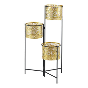 Blumenständer Verrebroek Schwarz/Messingfarben [en.casa]