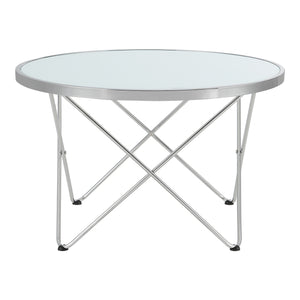 Couchtisch Nikkeby Metallgestell Silber/Milchglasoptik [en.casa]