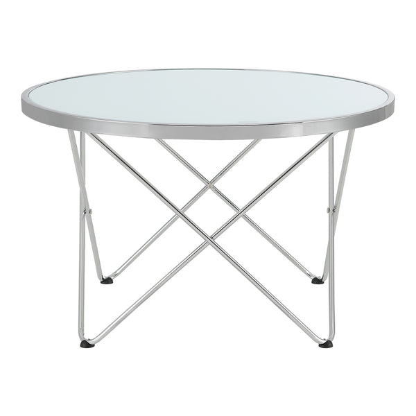 Couchtisch Nikkeby Metallgestell Silber/Milchglasoptik [en.casa]