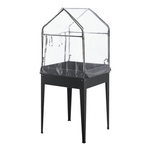 Hochbeet mit Gewächshaus Katwijk 60x60x152cm Stahl Anthrazit [en.casa]