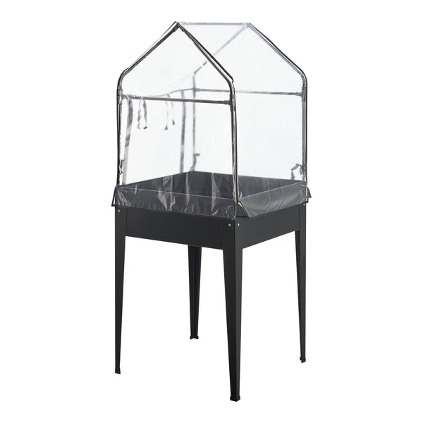 Hochbeet mit Gewächshaus Katwijk 60x60x152cm Stahl Anthrazit [en.casa]