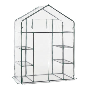 Gewächshaus Hoorn mit Ablagen 140x73x195cm Transparent [en.casa]