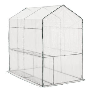 Gewächshaus Oosterhout mit Ablagen 120x186x190cm Transparent [en.casa]