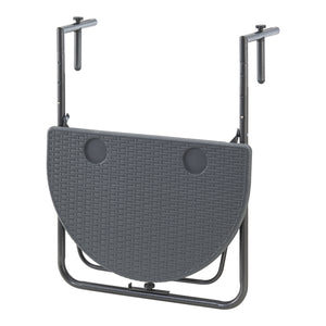 Balkonhängetisch Cicala 84x60x64 cm Halbrund Stahl Dunkelgrau [en.casa]