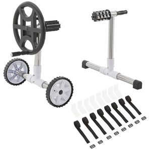 Pool Aufrollvorrichtung Amorgo mit Rädern Aluminium [en.casa]