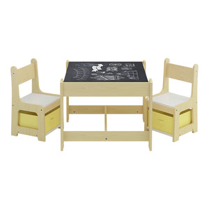 Kindertisch mit 2 Stühlen Irixoa mit Boxen Natur [en.casa]