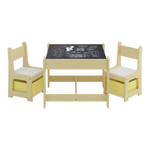 Kindertisch mit 2 Stühlen Irixoa mit Boxen Natur [en.casa]