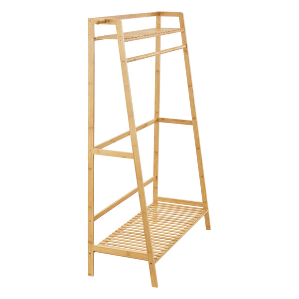 Garderobenständer Föglö 139 x 100 x 40 cm Bambus Natur [en.casa]