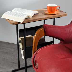 Beistelltisch Bov 64 x 55 x 24 cm Schwarz / Walnuss-Optik [en.casa]