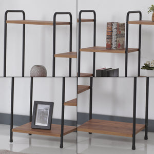 Standregal Birkerød mit 8 Ablageflächen 100 x 110 x 30 cm Schwarz / Walnuss-Optik [en.casa]