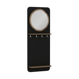 Garderobenpaneel Helsinge mit Spiegel 150x60x15 cm Schwarz [en.casa]