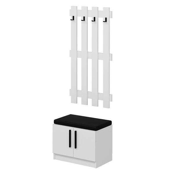 Garderobenpaneel mit Schuhbank Farum Weiß [en.casa]