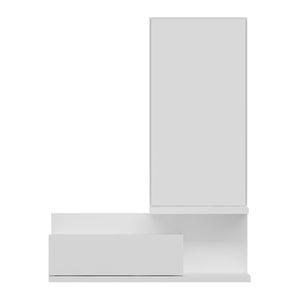 Wandregal mit Spiegel und Schublade Gundsø Weiß [en.casa]