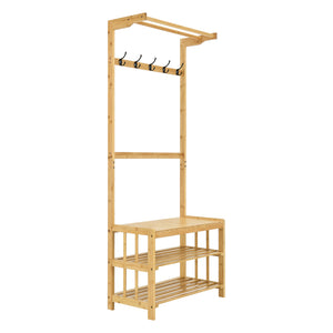 Garderobenständer Tornio 168 x 70 x 35 cm aus Bambus Natur [en.casa]