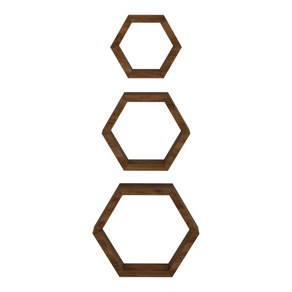 Wandregal-Set Stubbekøbing 3-tlg. Kiefernholz Dunkler Holzton [en.casa]