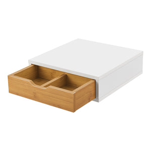 Schubladenbox Vieremä 9x30x31cm Weiß/Bambusoptik [en.casa]