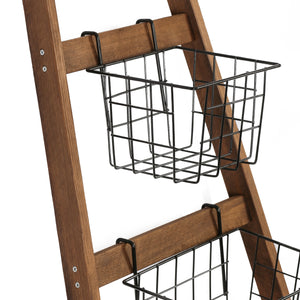 Leiterregal Sejlflod mit 4 Metallkörben [en.casa]