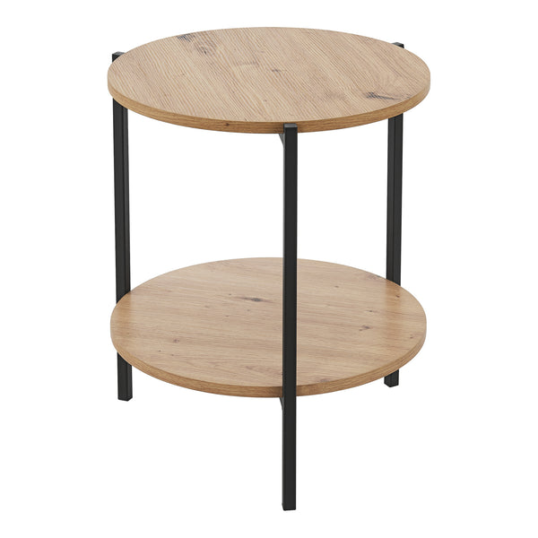Beistelltisch Kuopio 50xØ40cm Schwarz/Holzoptik [en.casa]