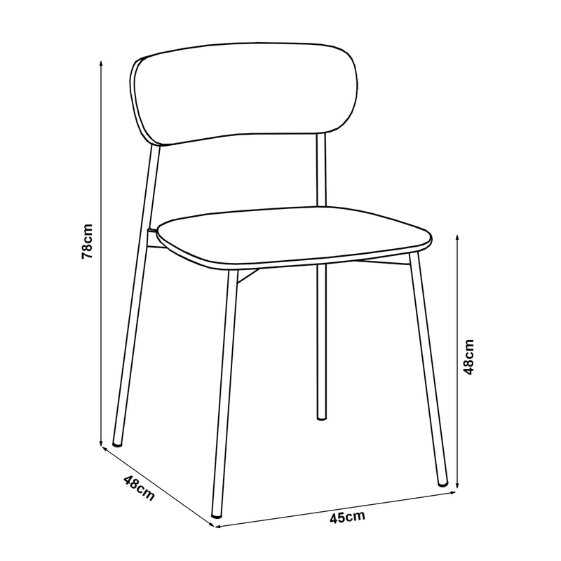 Maßskizze Esszimmerstuhl Jyväskylä 2er Set 78x45x48 cm Beige [en.casa]