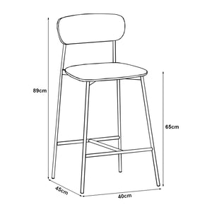 Barstuhl Jyväskylä 2er Set 89x40x45 cm Beige [en.casa]