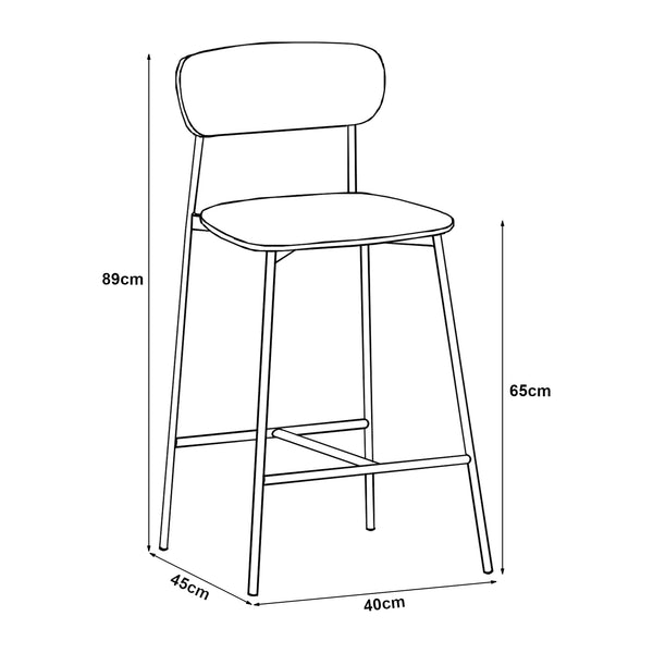 Barstuhl Jyväskylä 2er Set 89x40x45 cm Beige [en.casa]