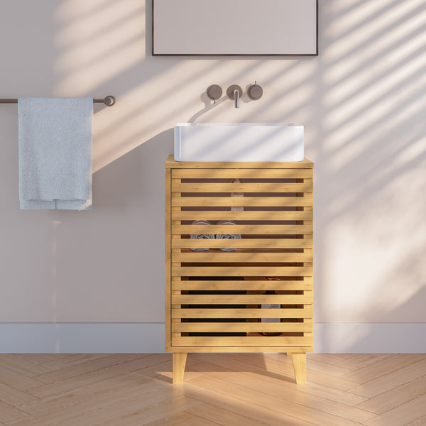 Waschbeckenunterschrank Iveland 60x40x30cm Bambus [en.casa]