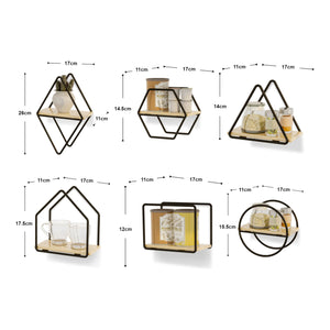 Wandregalset Outokumpu 6er Set Schwarz/Natur [en.casa]