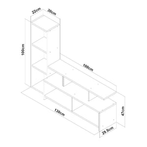 Fernsehtisch Klippan mit Regal Weiß / Walnuss-Optik [en.casa]