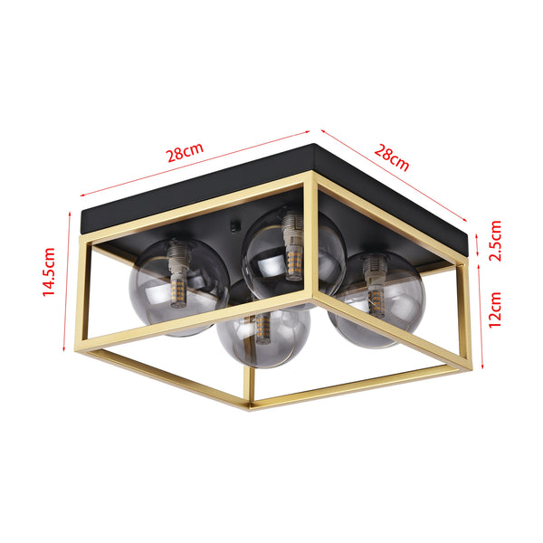 Deckenleuchte Widnes Schwarz / Goldfarben [lux.pro]