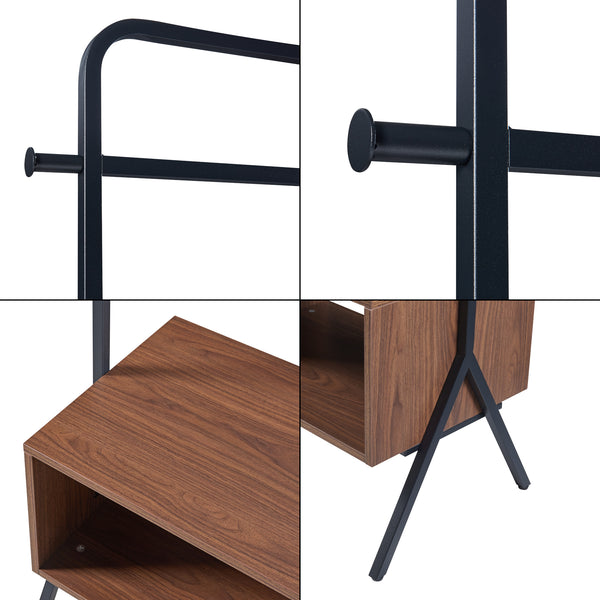 Garderobenständer Averøy 180x74x42cm Schwarz/Walnuss [en.casa]