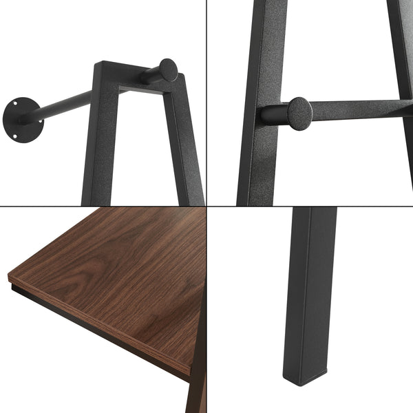 Wandgarderobe Bjørnafjorden Stahl Schwarz / Walnuss-Optik [en.casa]