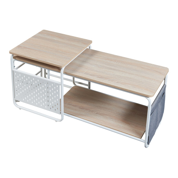 Fernsehtisch Dyrøy mit Beistelltisch Weiß/Eiche [en.casa]