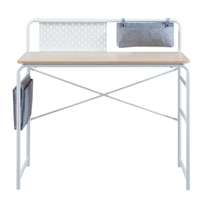 Schreibtisch Dyrøy 98x98x46cm Weiß/Eiche [en.casa]