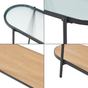 Konsolentisch Høyanger 80x80x30cm Schwarz/Eiche [en.casa]