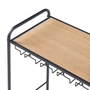 Weinregal Hustadvika 120x61x33cm Schwarz/Eiche [en.casa]