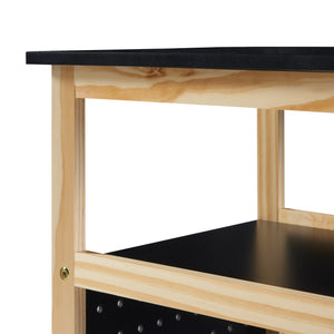 Rollwagen Dønna 61x51x36cm Schwarz/Holzfarben [en.casa]