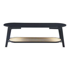 Couchtisch Taivalkoski 120x43x40 cm Schwarz/Rattanoptik [en.casa]