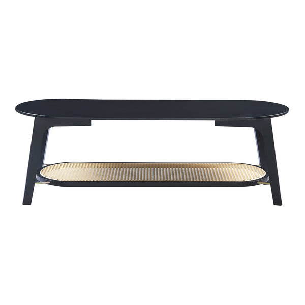 Couchtisch Taivalkoski 120x43x40 cm Schwarz/Rattanoptik [en.casa]