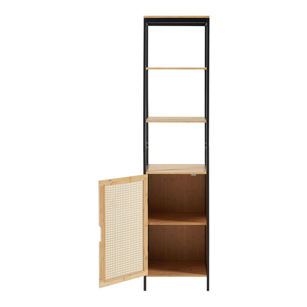 Hochschrank Tervola 172x40x35cm Bambus Schwarz [en.casa]