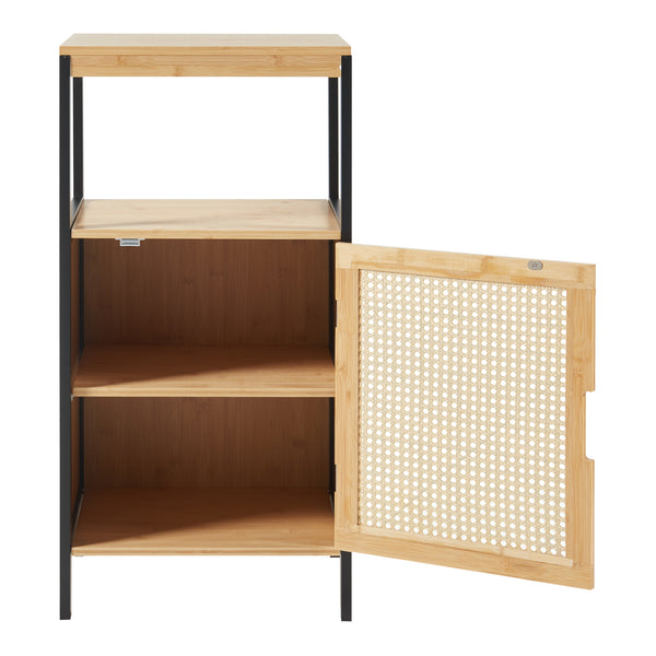 Badschrank Tervola 80x40x35cm Bambus Schwarz [en.casa]