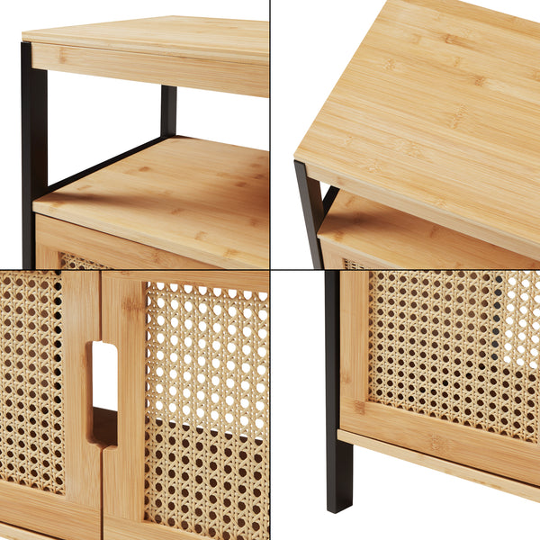 Waschbeckenunterschrank Tervola 60x60x35 cm Schwarz/Bambus [en.casa]