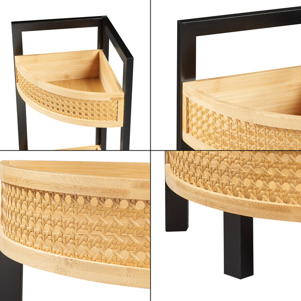 Eckregal Tervola 80x23x23 cm Schwarz/Bambus [en.casa]