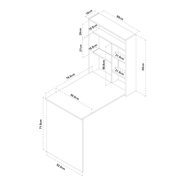Wandklapptisch Greve Weiß / Holzoptik [en.casa]