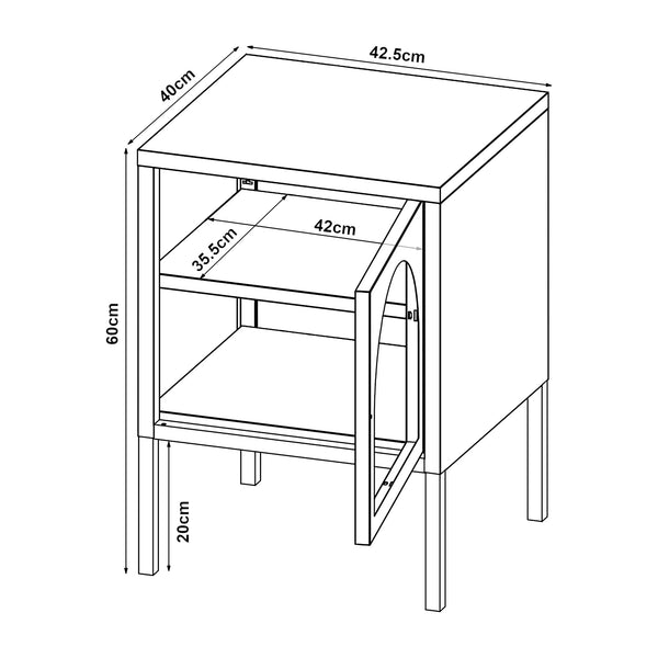 Nachtschrank Karlskrona 60x42,5x40 cm Schwarz, matt [en.casa]