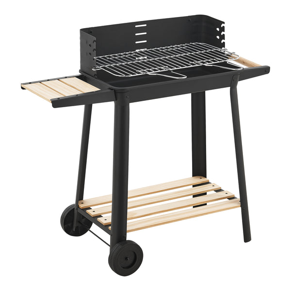 Grillwagen Ari 78x86x30cm Schwarz/Holz [casa.pro]